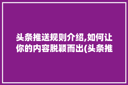 头条推送规则介绍,如何让你的内容脱颖而出(头条推送规则图) 头条推送规则介绍,如何让你的内容脱颖而出(头条推送规则图) 必应SEO