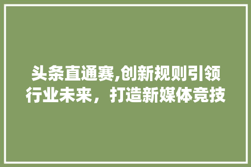 头条直通赛,创新规则引领行业未来，打造新媒体竞技新标杆(头条直通赛规则) 头条直通赛,创新规则引领行业未来，打造新媒体竞技新标杆(头条直通赛规则) SEO关键词
