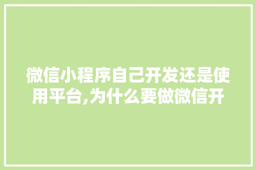 微信小程序自己开发还是使用平台,为什么要做微信开发工作。 微信小程序自己开发还是使用平台,为什么要做微信开发工作。 SEO关键词