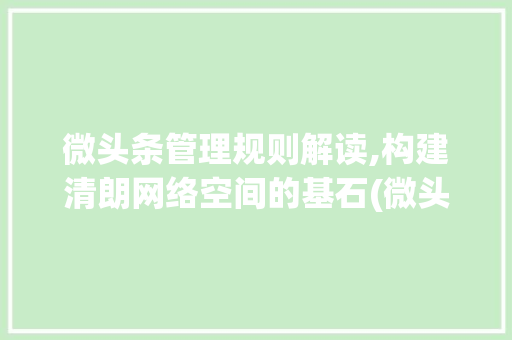 微头条管理规则解读,构建清朗网络空间的基石(微头条管理规则) 微头条管理规则解读,构建清朗网络空间的基石(微头条管理规则) 网站建设公司