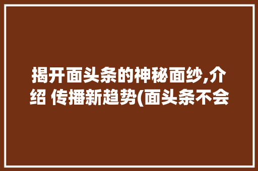 揭开面头条的神秘面纱,介绍 传播新趋势(面头条不会算法) 揭开面头条的神秘面纱,介绍 传播新趋势(面头条不会算法) 神马SEO