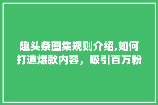 趣头条图集规则介绍,如何打造爆款内容，吸引百万粉丝(趣头条图集规则) 趣头条图集规则介绍,如何打造爆款内容，吸引百万粉丝(趣头条图集规则) 必应SEO