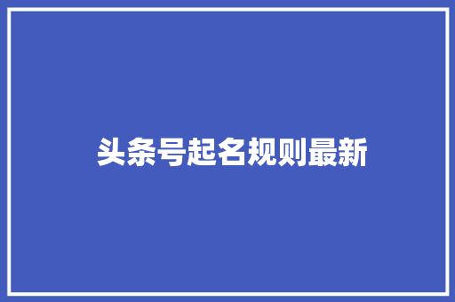  头条号起名规则最新  头条号起名规则最新 百度SEO