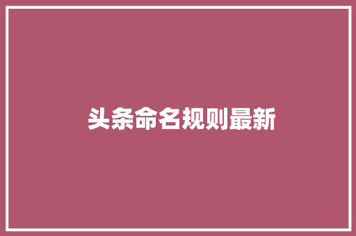  头条命名规则最新  头条命名规则最新 必应SEO