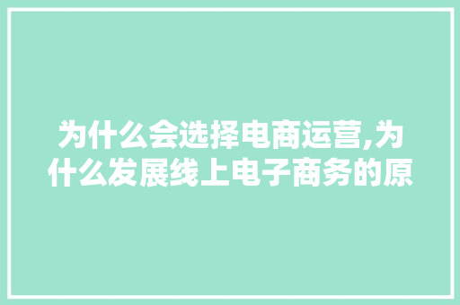 为什么会选择电商运营,为什么发展线上电子商务的原因。 为什么会选择电商运营,为什么发展线上电子商务的原因。 必应SEO