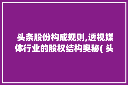  头条股份构成规则,透视媒体行业的股权结构奥秘( 头条股份构成规则是什么)  头条股份构成规则,透视媒体行业的股权结构奥秘( 头条股份构成规则是什么) 神马SEO
