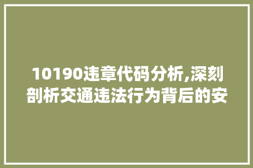 10190违章代码分析,深刻剖析交通违法行为背后的安全隐患(10190违章代码) 10190违章代码分析,深刻剖析交通违法行为背后的安全隐患(10190违章代码) SEO关键词