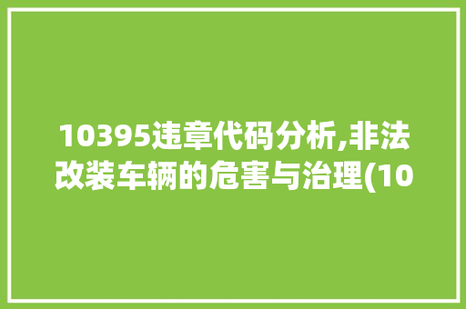 10395违章代码分析,非法改装车辆的危害与治理(10395违章代码) 10395违章代码分析,非法改装车辆的危害与治理(10395违章代码) 百度SEO