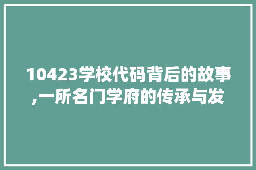 10423学校代码背后的故事,一所名门学府的传承与发展(10423学校代码) 10423学校代码背后的故事,一所名门学府的传承与发展(10423学校代码) 必应SEO