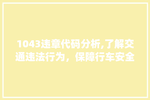 1043违章代码分析,了解交通违法行为，保障行车安全(1043违章代码查询) 1043违章代码分析,了解交通违法行为，保障行车安全(1043违章代码查询) 神马SEO