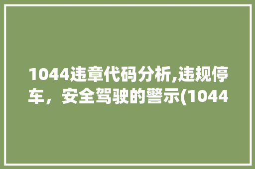 1044违章代码分析,违规停车，安全驾驶的警示(1044违章代码) 1044违章代码分析,违规停车，安全驾驶的警示(1044违章代码) 百度SEO