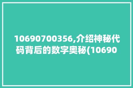 10690700356,介绍神秘代码背后的数字奥秘(10690700356是什么代码) SEO关键词