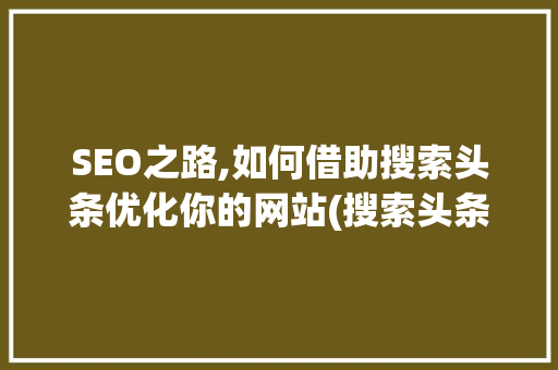 SEO之路,如何借助搜索头条优化你的网站(搜索头条seo)