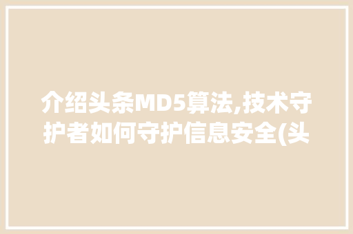 介绍头条MD5算法,技术守护者如何守护信息安全(头条md5算法) 介绍头条MD5算法,技术守护者如何守护信息安全(头条md5算法) 百度SEO