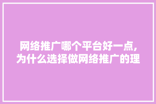 网络推广哪个平台好一点,为什么选择做网络推广的理由。 网络推广哪个平台好一点,为什么选择做网络推广的理由。 神马SEO