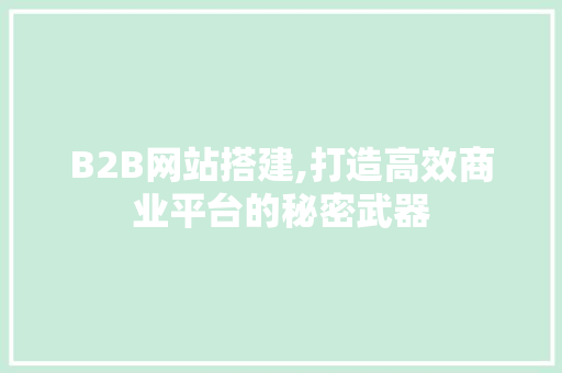 B2B网站搭建,打造高效商业平台的秘密武器 B2B网站搭建,打造高效商业平台的秘密武器 必应SEO