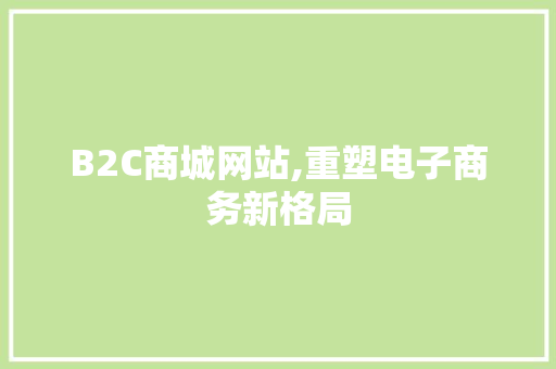 B2C商城网站,重塑电子商务新格局 B2C商城网站,重塑电子商务新格局 神马SEO
