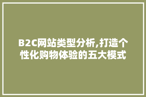 B2C网站类型分析,打造个性化购物体验的五大模式 B2C网站类型分析,打造个性化购物体验的五大模式 百度SEO