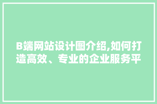 B端网站设计图介绍,如何打造高效、专业的企业服务平台 B端网站设计图介绍,如何打造高效、专业的企业服务平台 必应SEO