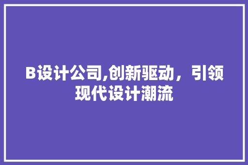 B设计公司,创新驱动，引领现代设计潮流 B设计公司,创新驱动，引领现代设计潮流 神马SEO