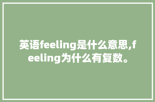 英语feeling是什么意思,feeling为什么有复数。 英语feeling是什么意思,feeling为什么有复数。 搜狗SEO