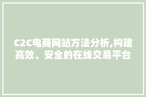 C2C电商网站方法分析,构建高效、安全的在线交易平台 C2C电商网站方法分析,构建高效、安全的在线交易平台 SEO关键词