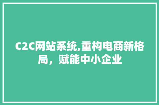 C2C网站系统,重构电商新格局，赋能中小企业