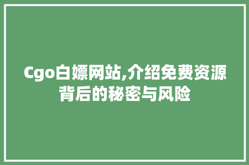 Cgo白嫖网站,介绍免费资源背后的秘密与风险
