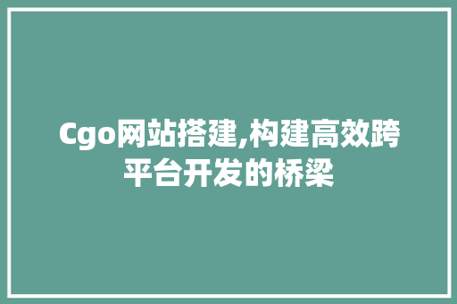 Cgo网站搭建,构建高效跨平台开发的桥梁