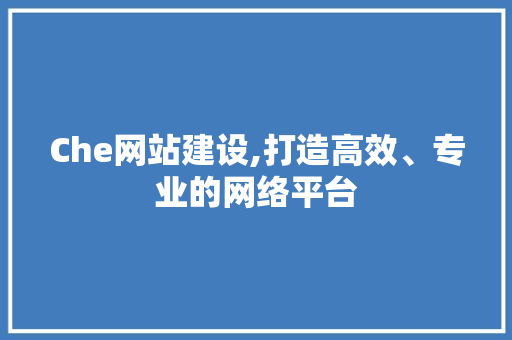 Che网站建设,打造高效、专业的网络平台 Che网站建设,打造高效、专业的网络平台 百度SEO