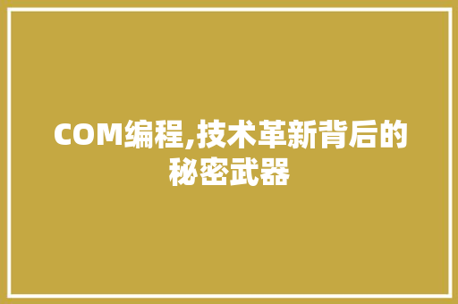 COM编程,技术革新背后的秘密武器 COM编程,技术革新背后的秘密武器 必应SEO