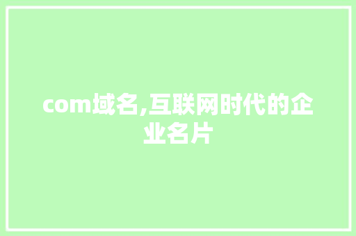 com域名,互联网时代的企业名片 com域名,互联网时代的企业名片 SEO关键词