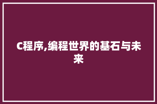 C程序,编程世界的基石与未来 C程序,编程世界的基石与未来 SEO关键词