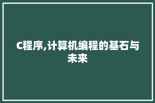 C程序,计算机编程的基石与未来 C程序,计算机编程的基石与未来 必应SEO