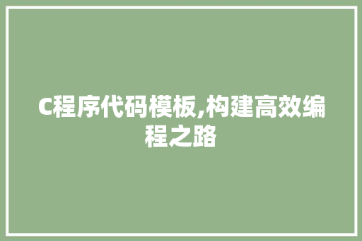 C程序代码模板,构建高效编程之路
