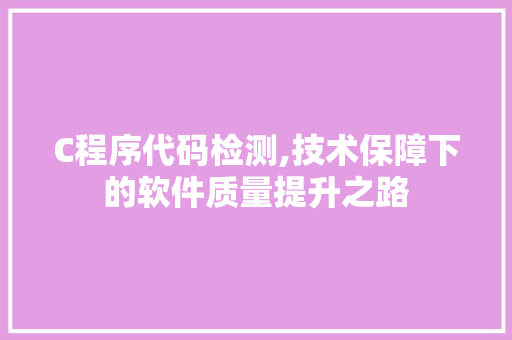 C程序代码检测,技术保障下的软件质量提升之路 C程序代码检测,技术保障下的软件质量提升之路 网站建设公司