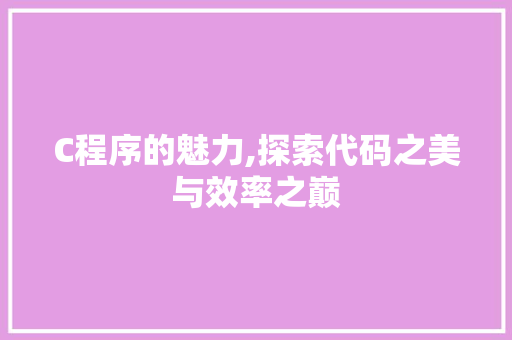C程序的魅力,探索代码之美与效率之巅 C程序的魅力,探索代码之美与效率之巅 SEO关键词