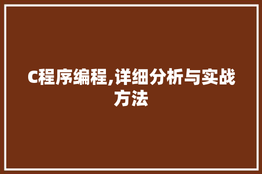 C程序编程,详细分析与实战方法 C程序编程,详细分析与实战方法 神马SEO