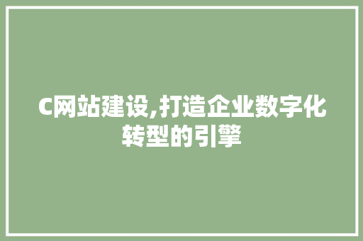 C网站建设,打造企业数字化转型的引擎 C网站建设,打造企业数字化转型的引擎 SEO关键词