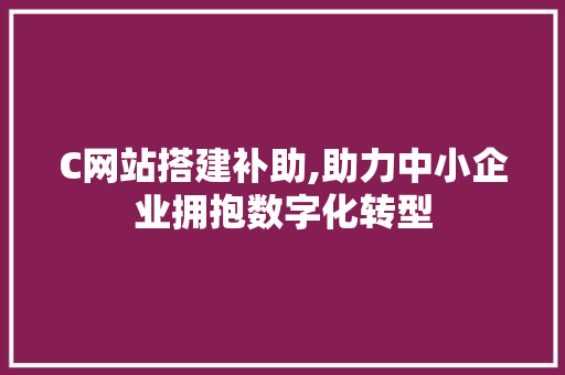C网站搭建补助,助力中小企业拥抱数字化转型 C网站搭建补助,助力中小企业拥抱数字化转型 必应SEO
