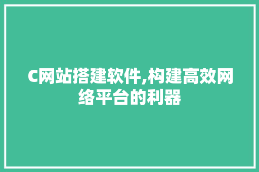 C网站搭建软件,构建高效网络平台的利器 C网站搭建软件,构建高效网络平台的利器 百度SEO