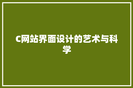 C网站界面设计的艺术与科学