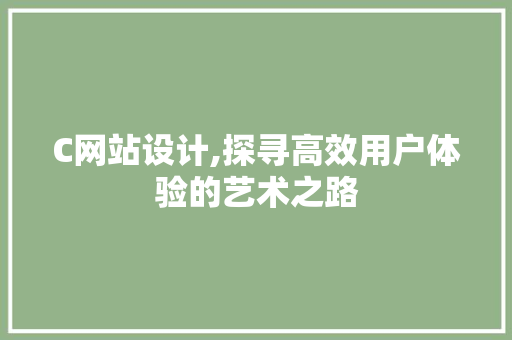 C网站设计,探寻高效用户体验的艺术之路 C网站设计,探寻高效用户体验的艺术之路 SEO关键词