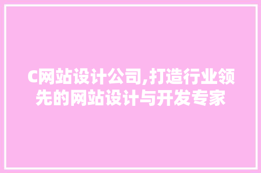 C网站设计公司,打造行业领先的网站设计与开发专家 C网站设计公司,打造行业领先的网站设计与开发专家 必应SEO