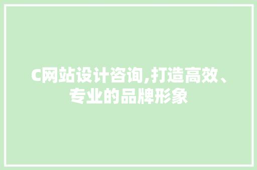 C网站设计咨询,打造高效、专业的品牌形象 C网站设计咨询,打造高效、专业的品牌形象 神马SEO