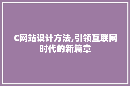 C网站设计方法,引领互联网时代的新篇章