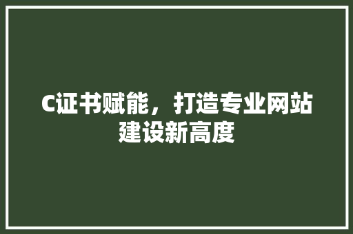 C证书赋能，打造专业网站建设新高度 C证书赋能，打造专业网站建设新高度 SEO关键词