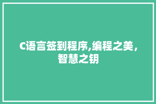 C语言签到程序,编程之美，智慧之钥