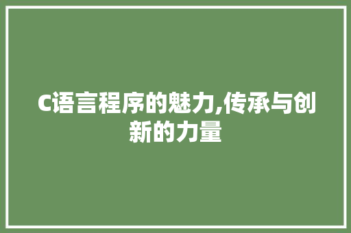 C语言程序的魅力,传承与创新的力量 C语言程序的魅力,传承与创新的力量 网站建设公司