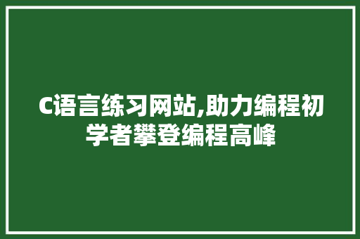C语言练习网站,助力编程初学者攀登编程高峰 百度SEO